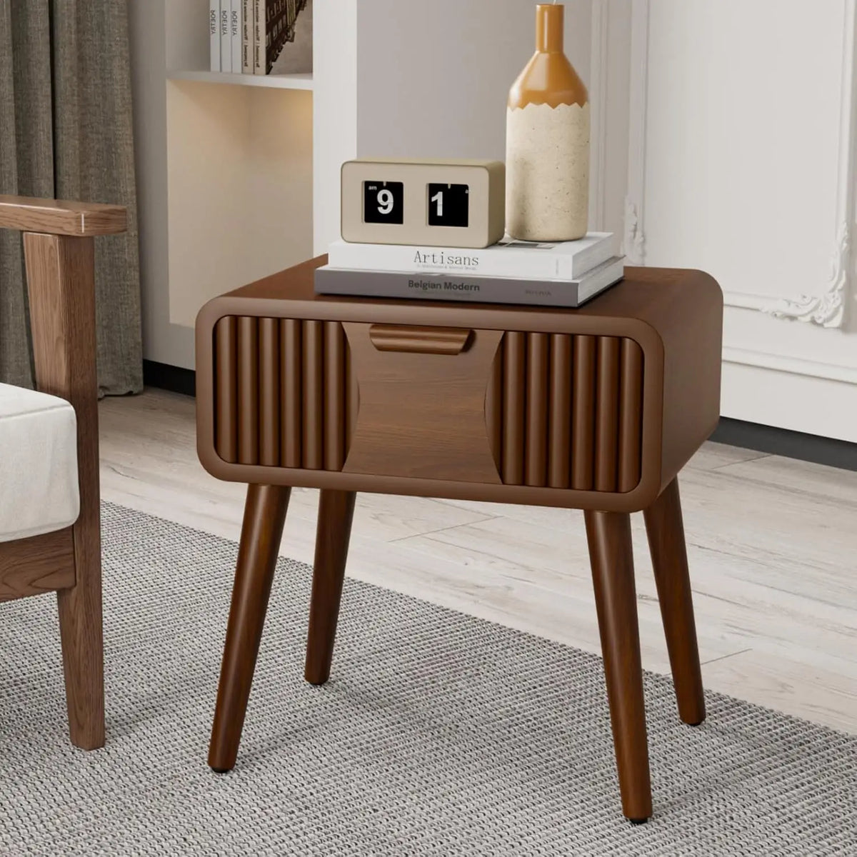 The Belmont Honeycomb Walnut End Table