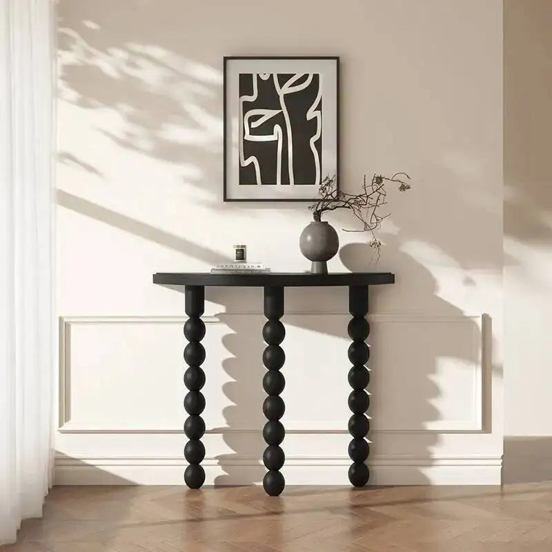 Fontaine Collection | Hairpin-Legged Display Walnut Console - highlighting material texture and craftsmanship detail in a Mid-Century Modern entryway setting.