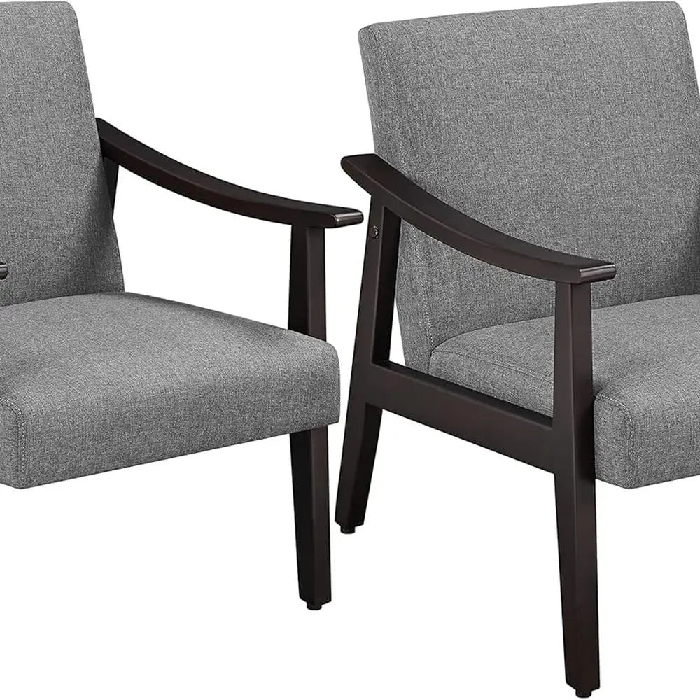 Belmont Collection | Tapered-Leg Gold-Trimmed Charcoal Upholstered Accent Duo - showcasing full sculptural form and curated finish in a Mid-Century Modern living room setting.
