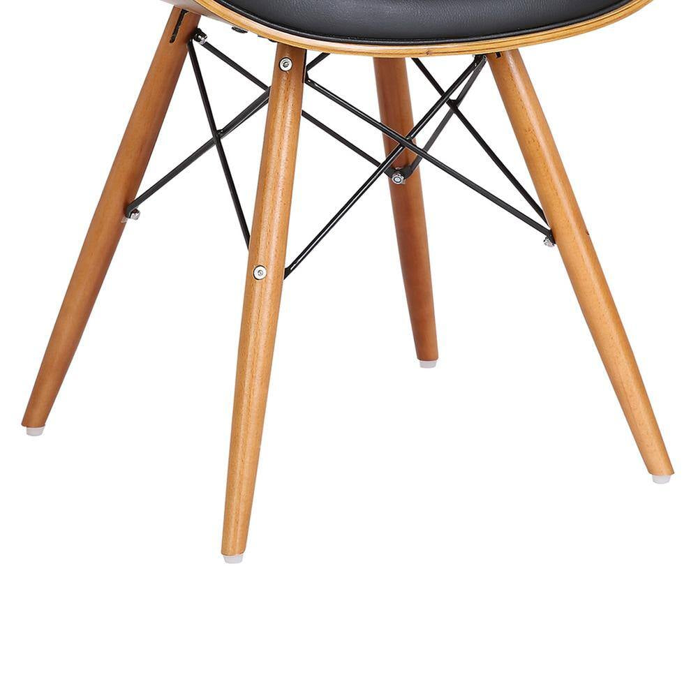Cassie 31 In. Black Faux Leather and Walnut Wood Finish Mid-Century Dining Chair