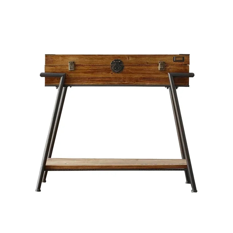 Dresden Collection | Streamlined Walnut Console - captured in a curated lifestyle vignette in a Mid-Century Modern entryway setting.