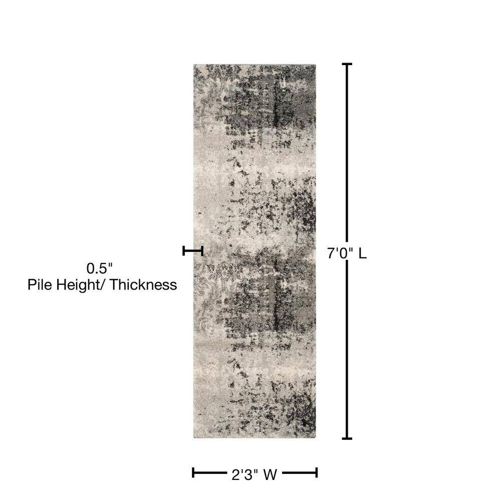 Retro Light Gray/Gray 2 Ft. X 7 Ft. Floral Runner Rug