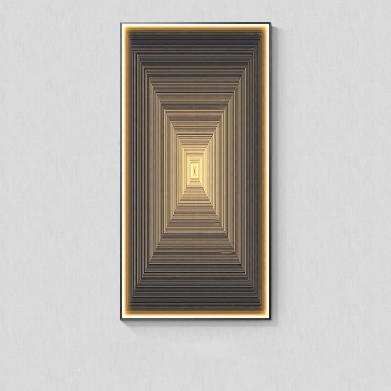 Dresden Collection | Geometric Atomic-Era Abstract Canvas - framed in an editorial still-life composition in a Mid-Century Modern living room setting.