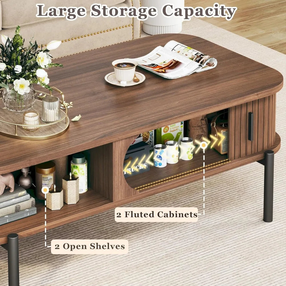 The Fontaine Fluted Walnut Coffee Table