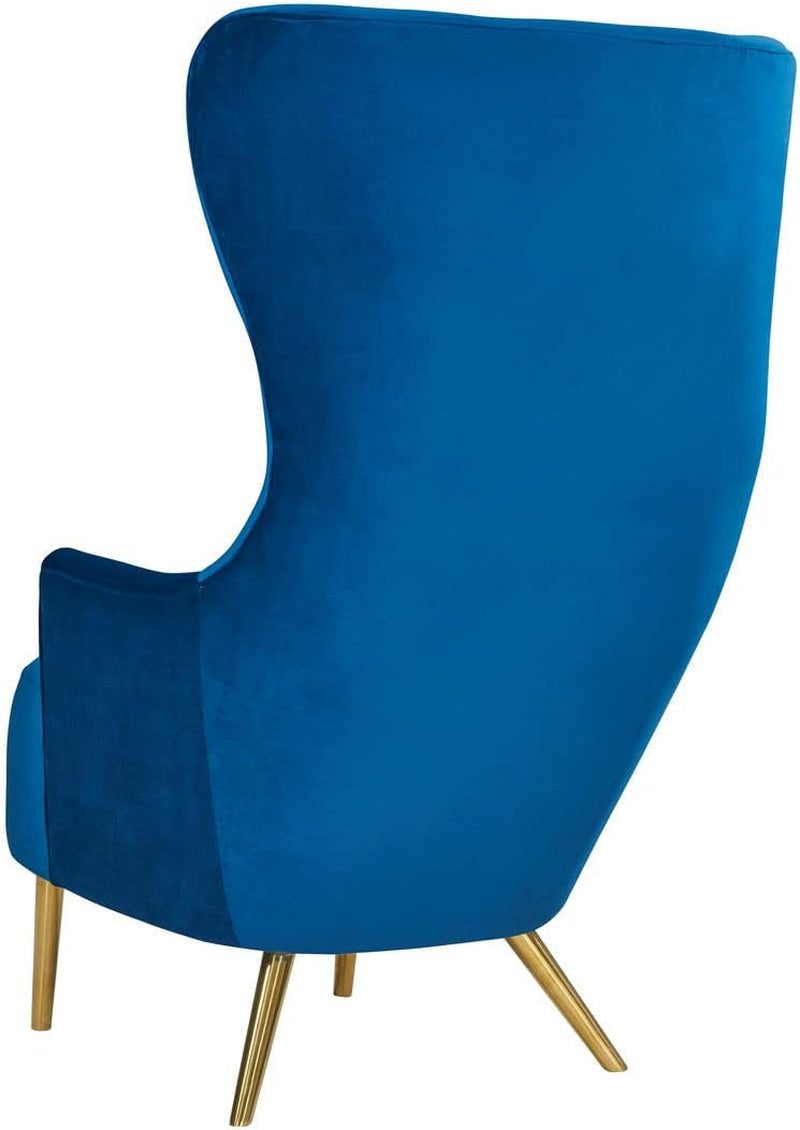 TOV Furniture Julia 19.7" Modern Velvet Upholstered Wingback Chair in Navy