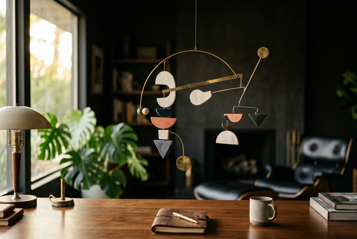 Ceramic & Brass Kinetic Mobile | Orbital Balance