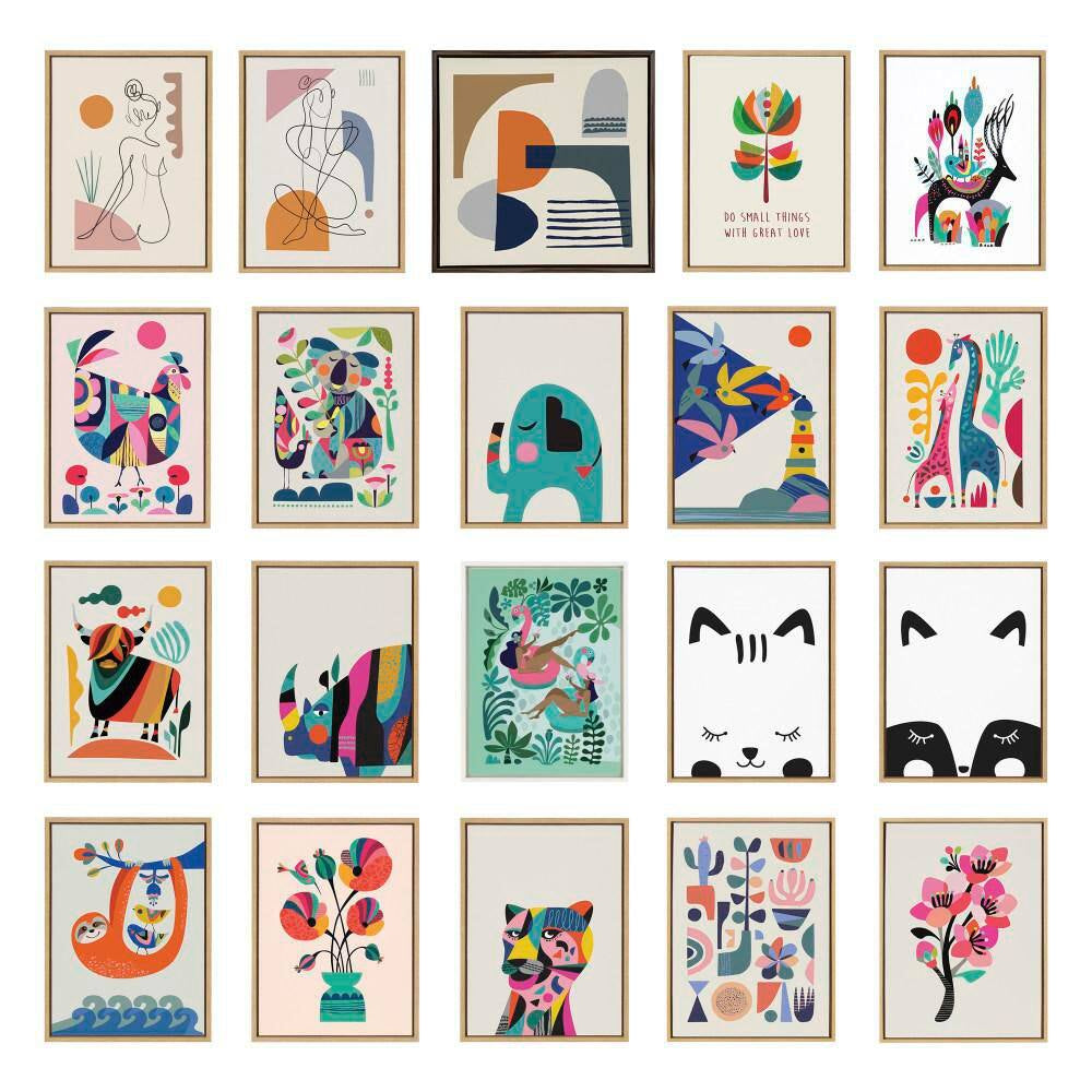 Sylvie "Mid Century Modern Pattern" by Rachel Lee of My Dream Wall Black Framed Art Print 23 In. X 33 In.