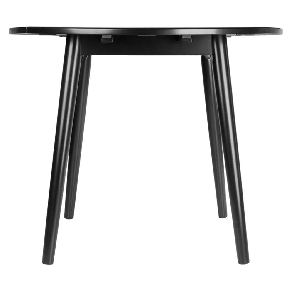 Moreno 36" round Drop Leaf Transitional Solid Wood Dining Table in Black
