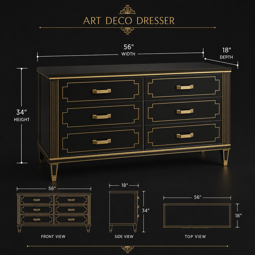 The Dresden Onyx & Brass Inlay Dresser