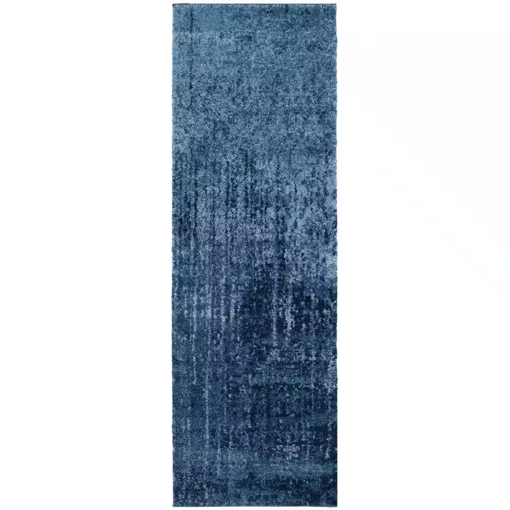 Retro Light Blue/Blue 2 Ft. X 7 Ft. Distressed Floral Runner Rug