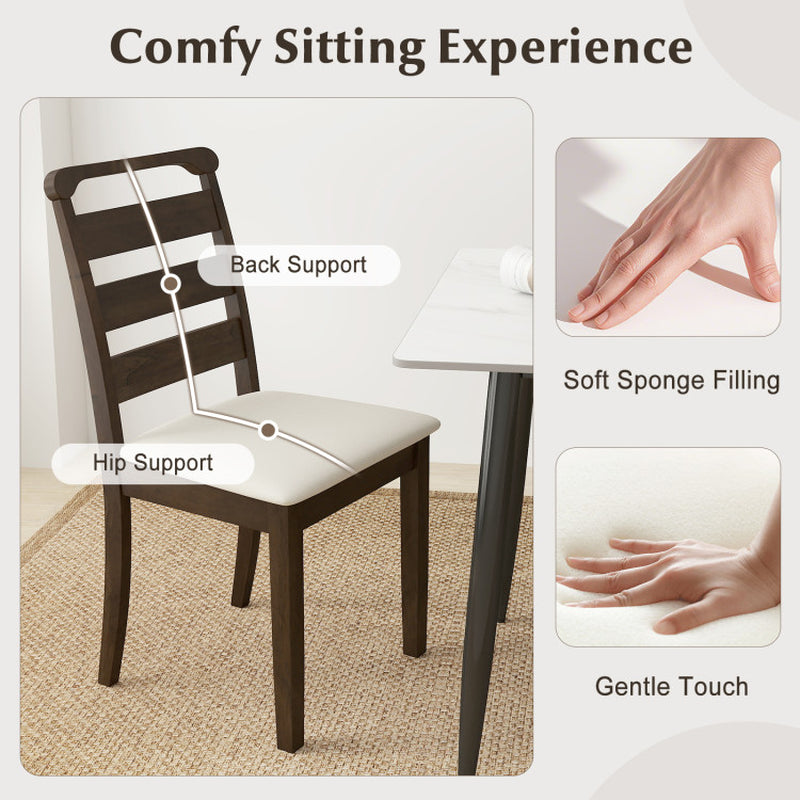 Polyester Upholstered Wooden Dining Chair Set of 2