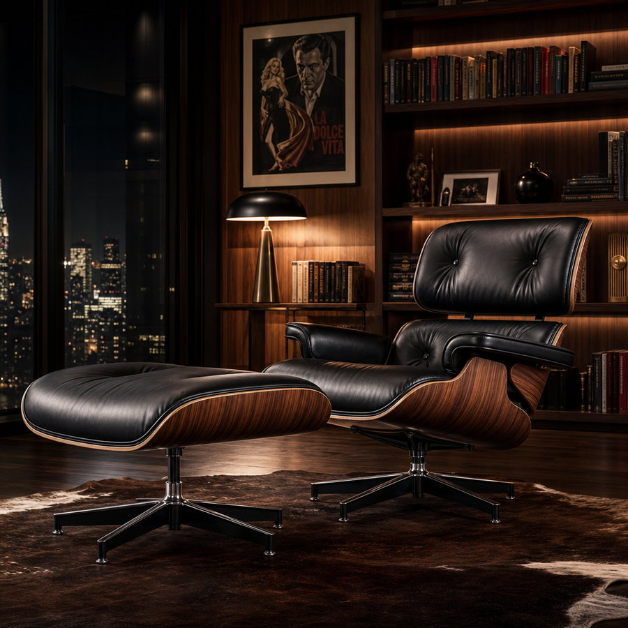 The Ellington Walnut Lounge Chair & Ottoman
