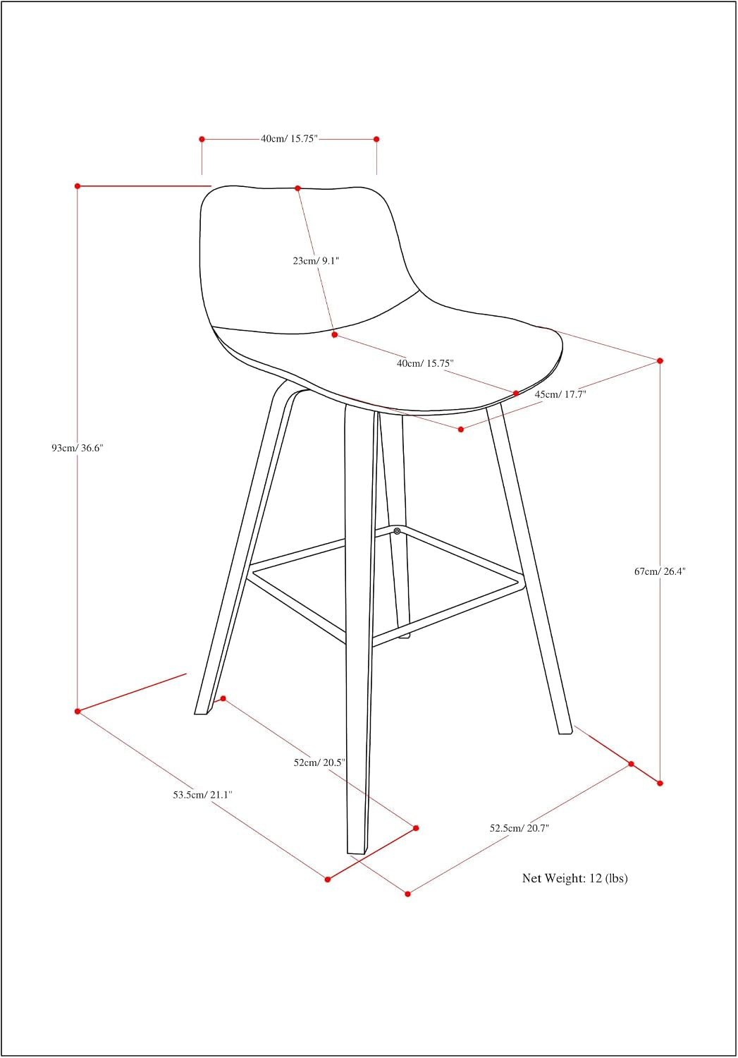 SIMPLIHOME Raya 24" Seat Height Vegan Leather Counter Stool (Set of 2) | Aqua Blue, Mid-Century Counter Stools with Curved Backrest and Footrest; Upholstered Kitchen or Bar Seating.