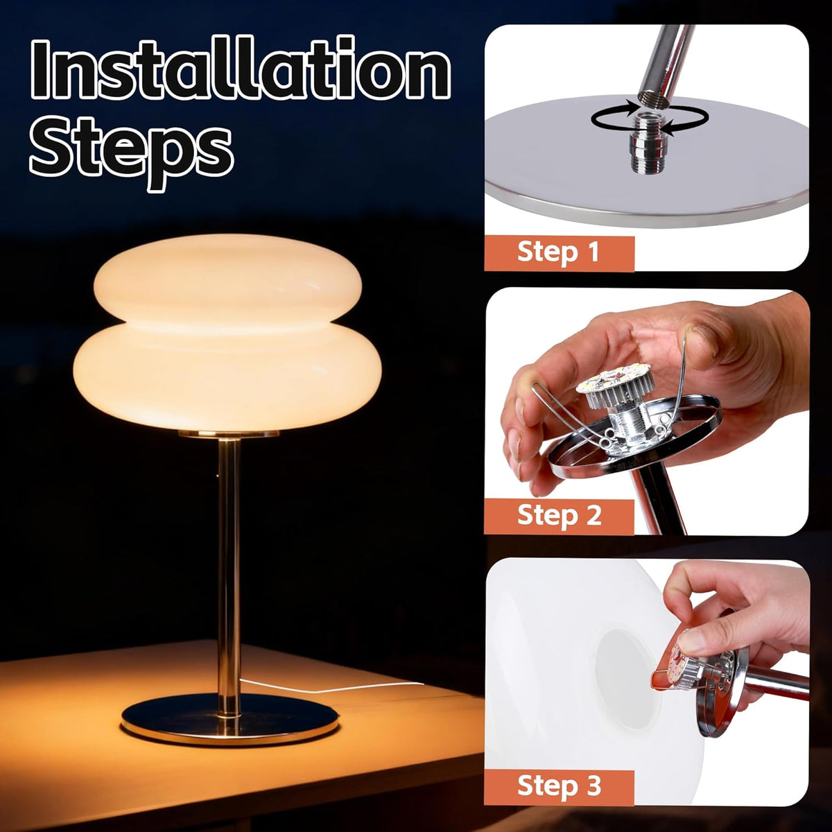 Bedroom Mushroom Lamp, Medieval Modern Bedside Table Lamp, Dimmable Retro Egg Tart Headlight, Unique Home Mushroom Decoration Aesthetic Lovely Living Room Desk Lamp (White)