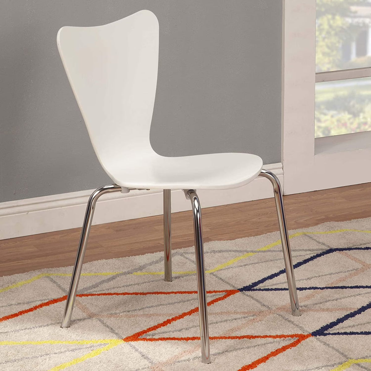 Furniture Bent Plywood Chair, White, Modern Bentwood Dining Chair, Kids Chair, Office Chair