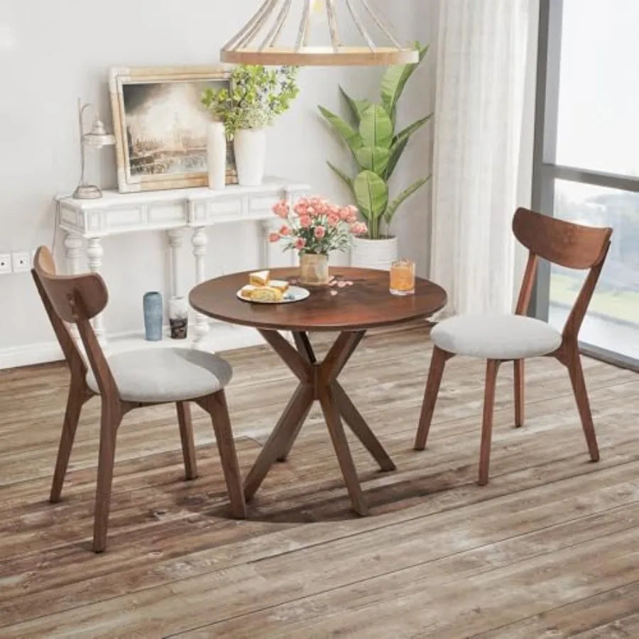 Ellington Collection | Tapered-Leg Round Walnut Bistro Set - showcasing full sculptural form and curated finish in a Mid-Century Modern living room setting.