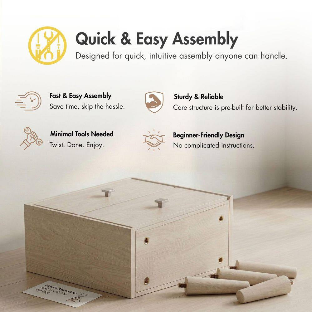 Mackie 2-Drawer Mid Century Modern White Nightstand