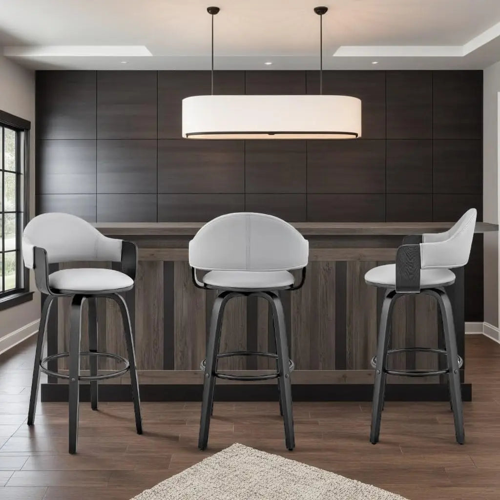 The Meridian Charcoal Leather Bar Stool