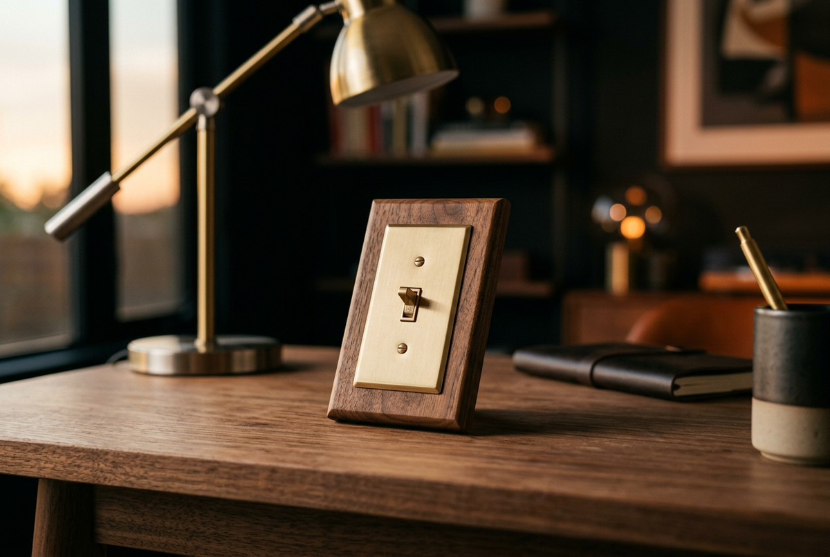 Brass & Walnut Light Switch Plate | Toggle Luxe