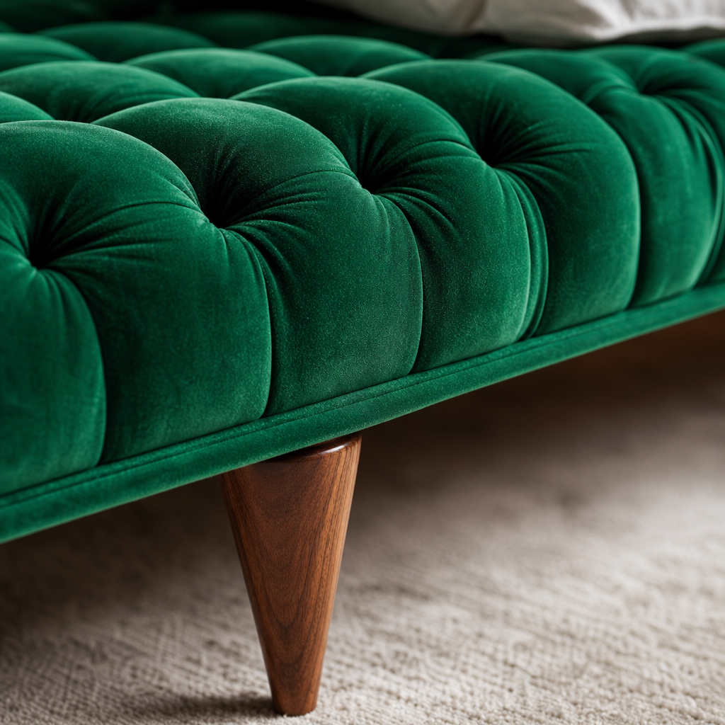 The Fontaine Emerald Velvet Bench