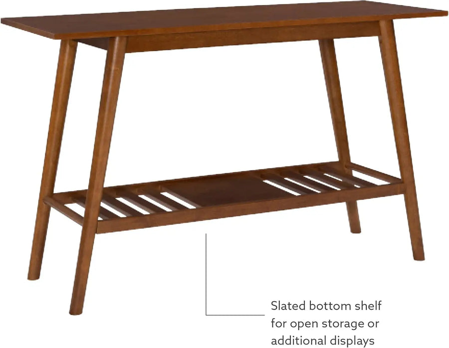 Dresden Collection | Architectural Walnut Console - showcasing full sculptural form and curated finish in a Mid-Century Modern entryway setting.