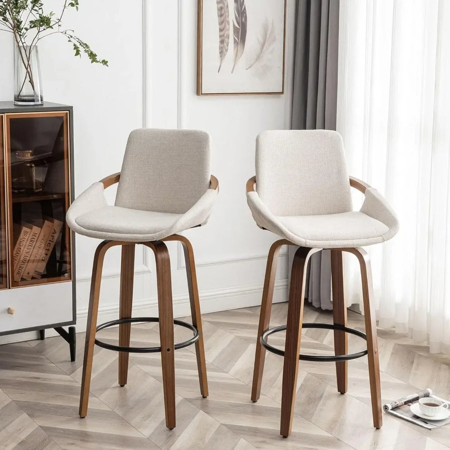 The Meridian Charcoal & Beige Swivel Barstools