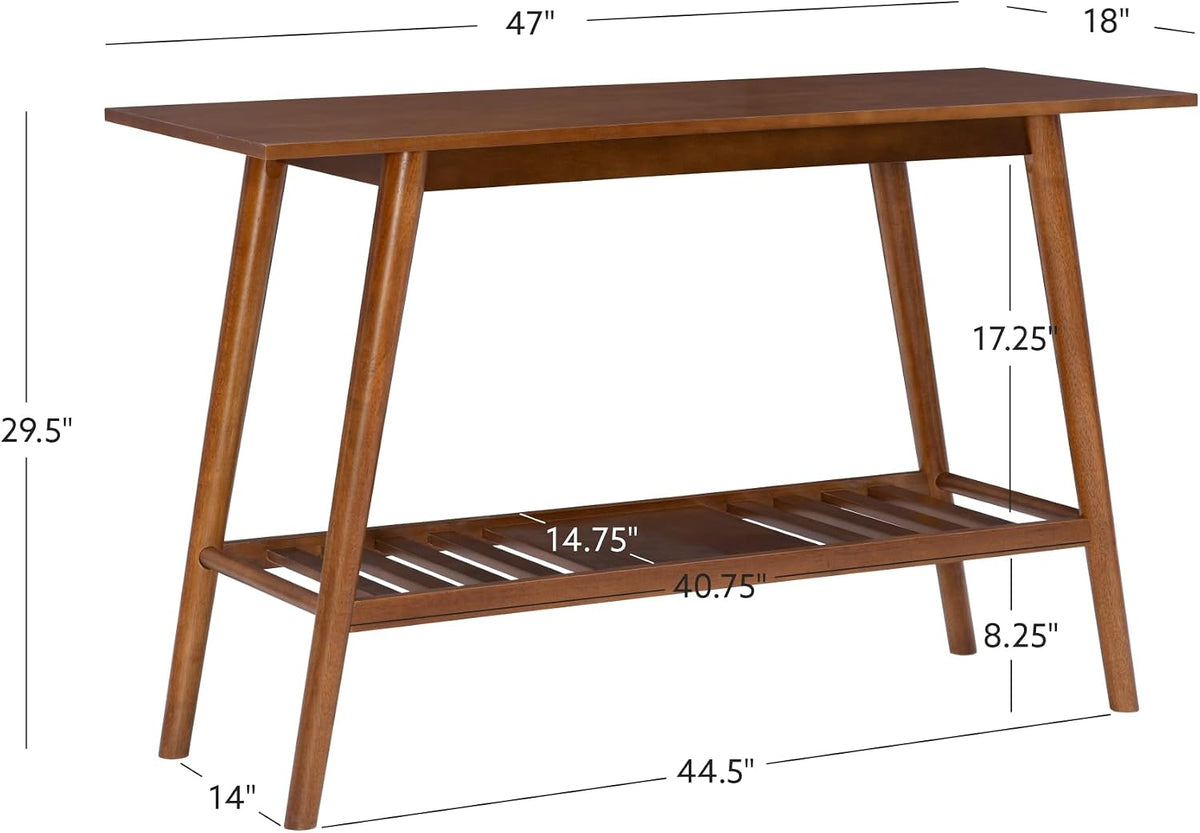 Linon Melissa Mid-Century Modern Walnut Console Table