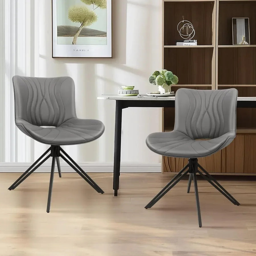 Valencia Collection | Gold-Trimmed Round Swivel Dining Chair Set - showcasing full sculptural form and curated finish in a Mid-Century Modern dining room setting.