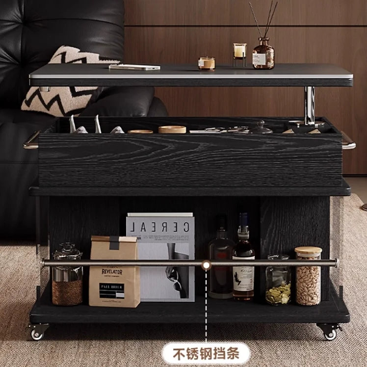 Adjustable Height Luxury Coffee Table & Mid-Century Side Cabinet