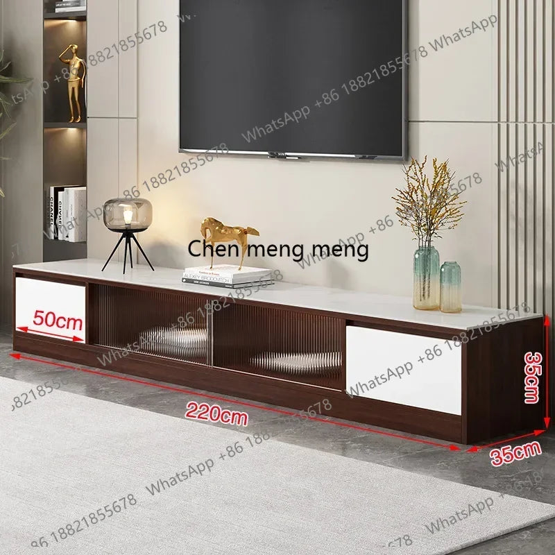 Montague Collection | Arched Glass-Top Retro Glam Glass TV Stand - presented at scale within a designed interior in a Mid-Century Modern living room setting.