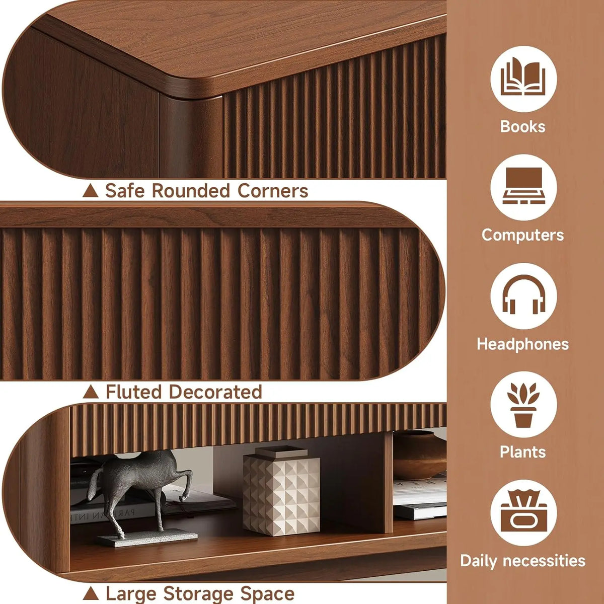 The Astoria Fluted Walnut Coffee Table