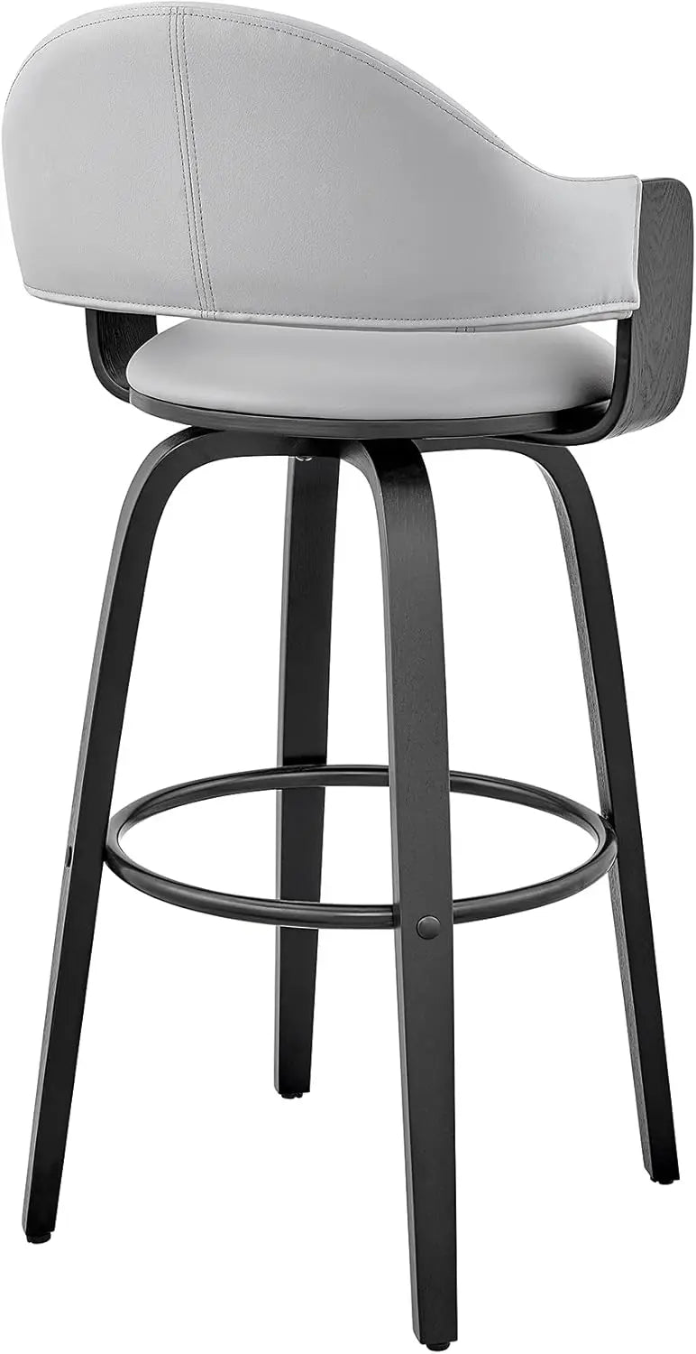 The Meridian Charcoal Leather Bar Stool