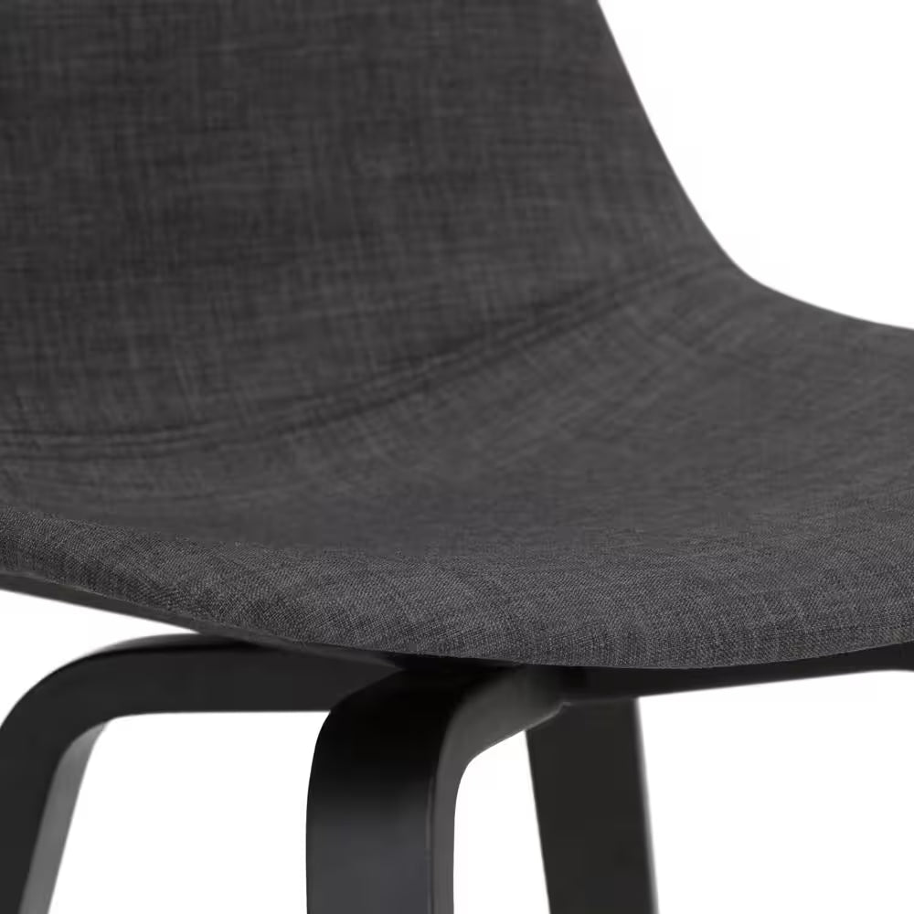 Randolph 36.61 In. H Charcoal Grey, Black Linen Look Fabric Mid Century Modern Bentwood Counter Height Stool (Set of 2)