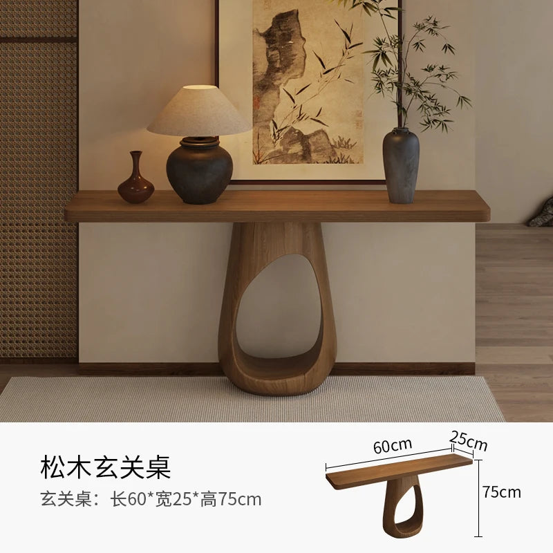 Valencia Collection | Architectural Walnut Console Table - detail view 15 revealing design nuance in a Mid-Century Modern entryway setting.