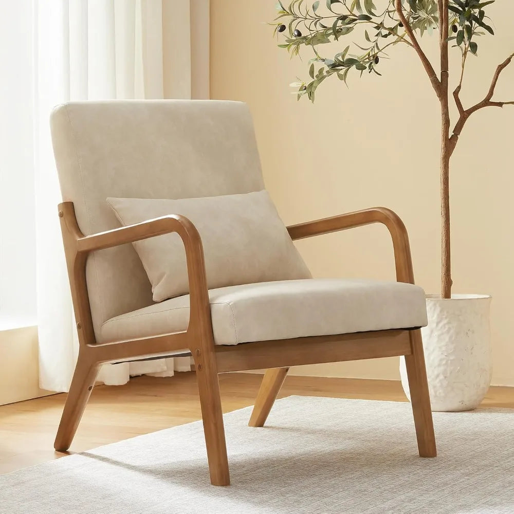 Belmont Collection | Sculptural Brass-Accented Walnut Accent Chair - captured in a curated lifestyle vignette in a Mid-Century Modern living room setting.