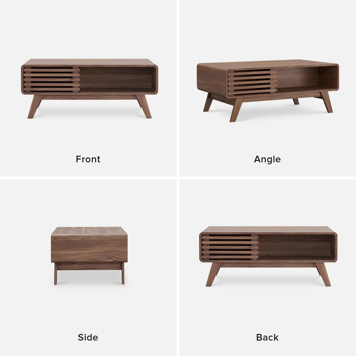 Ensley Mid-Century Modern Coffee Table with Dual Side Storage, Centerpiece for Your Living Room Walnut