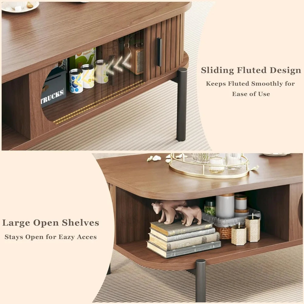 The Fontaine Fluted Walnut Coffee Table