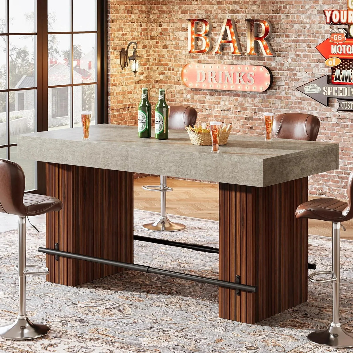 The Fontaine Steel & Walnut Bar Table