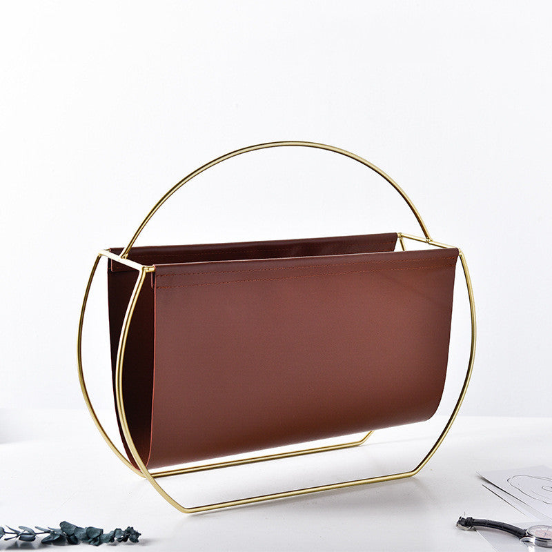 The Elegant Leather and Metal Magazine Rack
