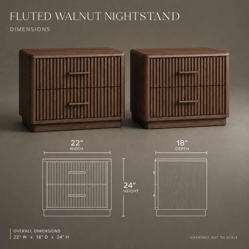 The Astoria Fluted Walnut Nightstands