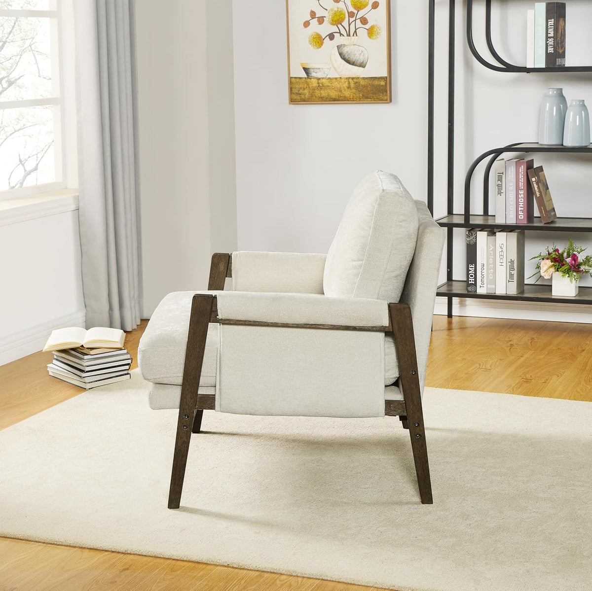 Kelly Mid-Century Modern Accent Armchair, White