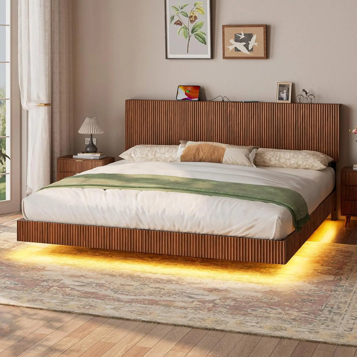 The Dresden Walnut Floating Bed Frame