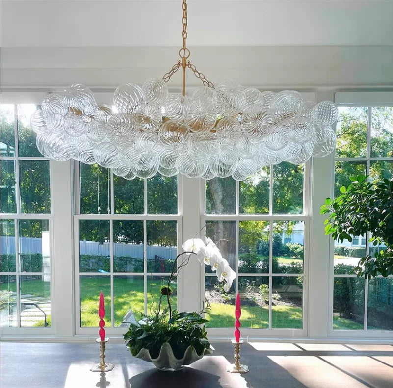 Fontaine Collection | Ribbed Glass-Topped Ribbed Glass Pendant - exhibiting shadow play and geometric silhouette detail in a Mid-Century Modern bedroom setting.