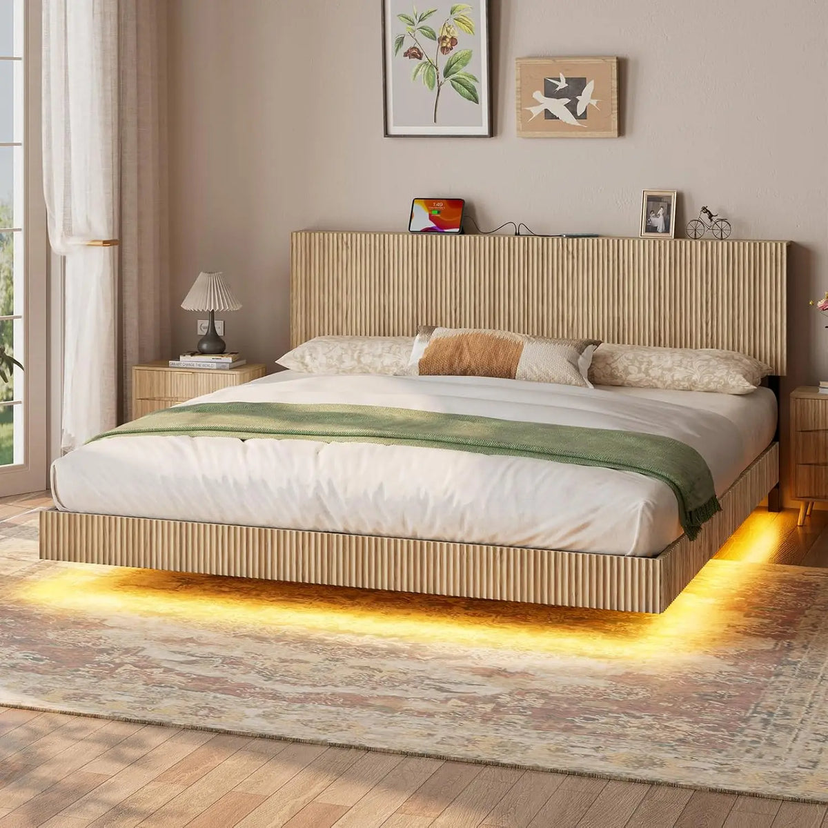 The Dresden Walnut Floating Bed Frame