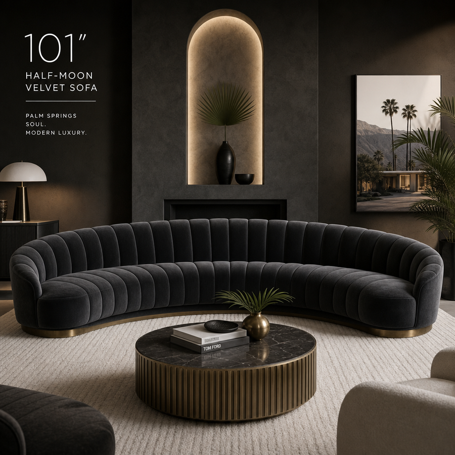 The Fontaine | 101-inch Curved Velvet Sofa