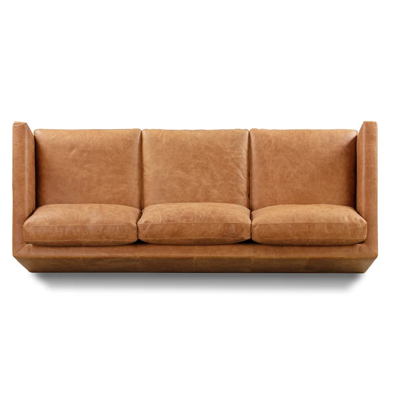 Nolita 85" Full-Grain Genuine Italian Leather Square Arm Sofa