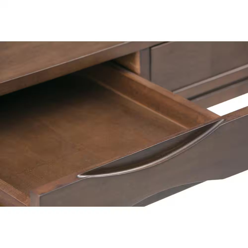 Harper Solid Hardwood Mid-Century Modern 60 In. Wide Writing Office Desk in Walnut Brown