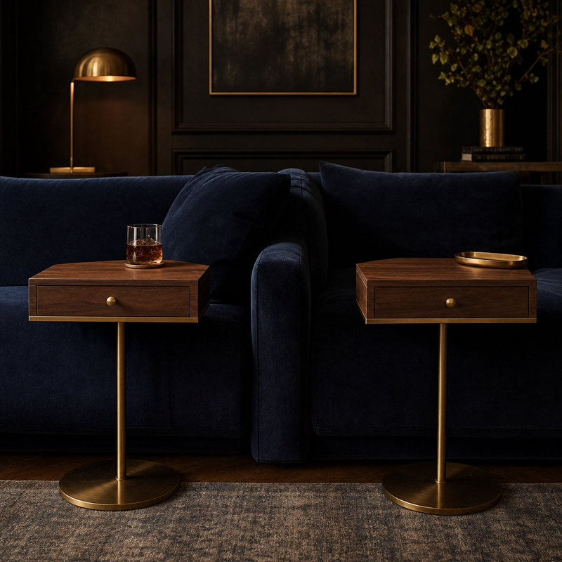 The Fontaine Walnut & Brass Pair