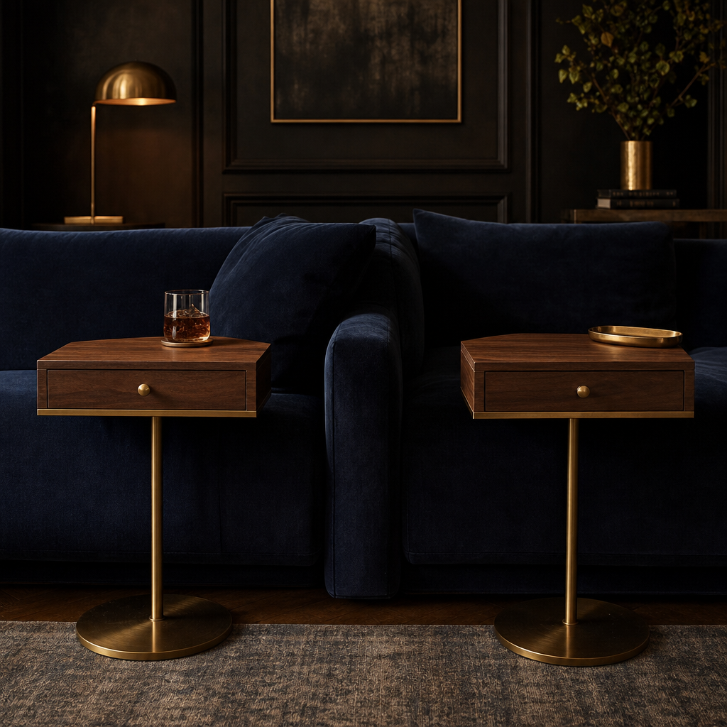 The Fontaine Walnut & Brass Pair