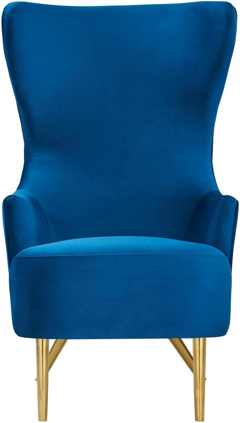 TOV Furniture Julia 19.7" Modern Velvet Upholstered Wingback Chair in Navy